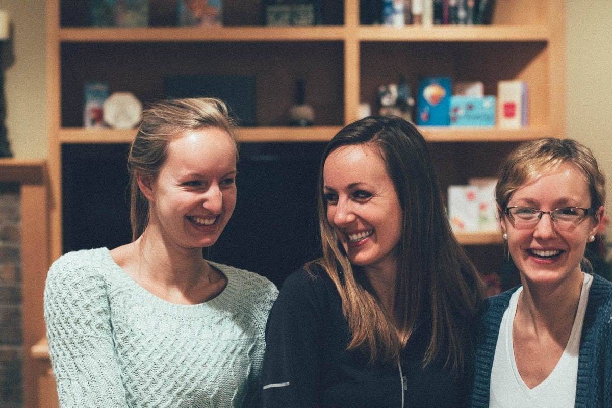 Women laughing together.