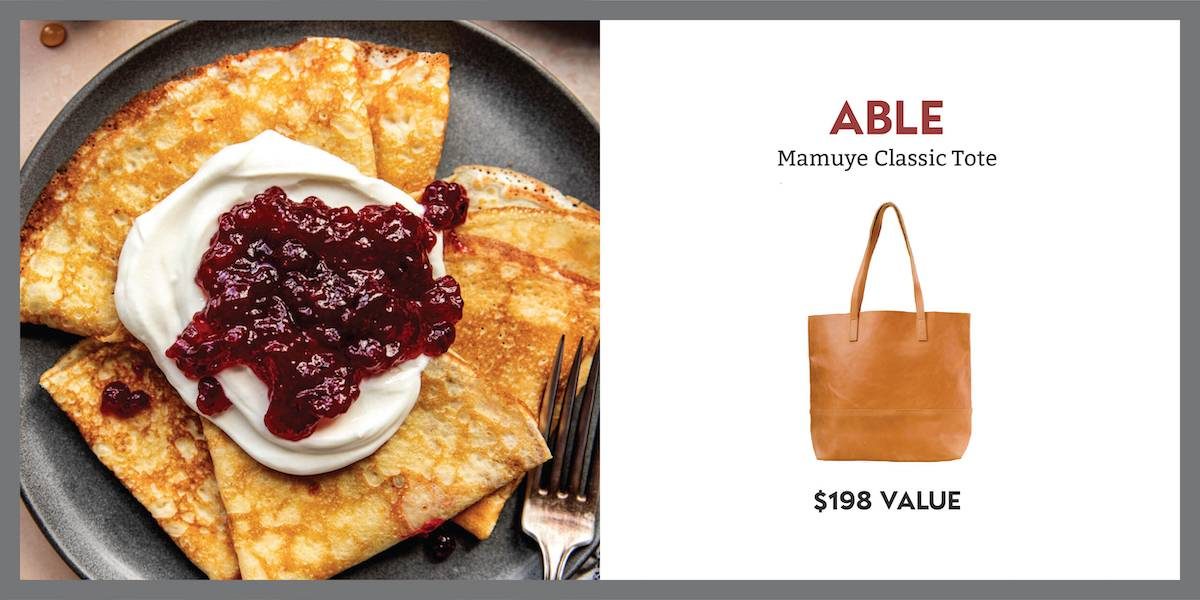 ABLE tote bag with Swedish Pancakes.