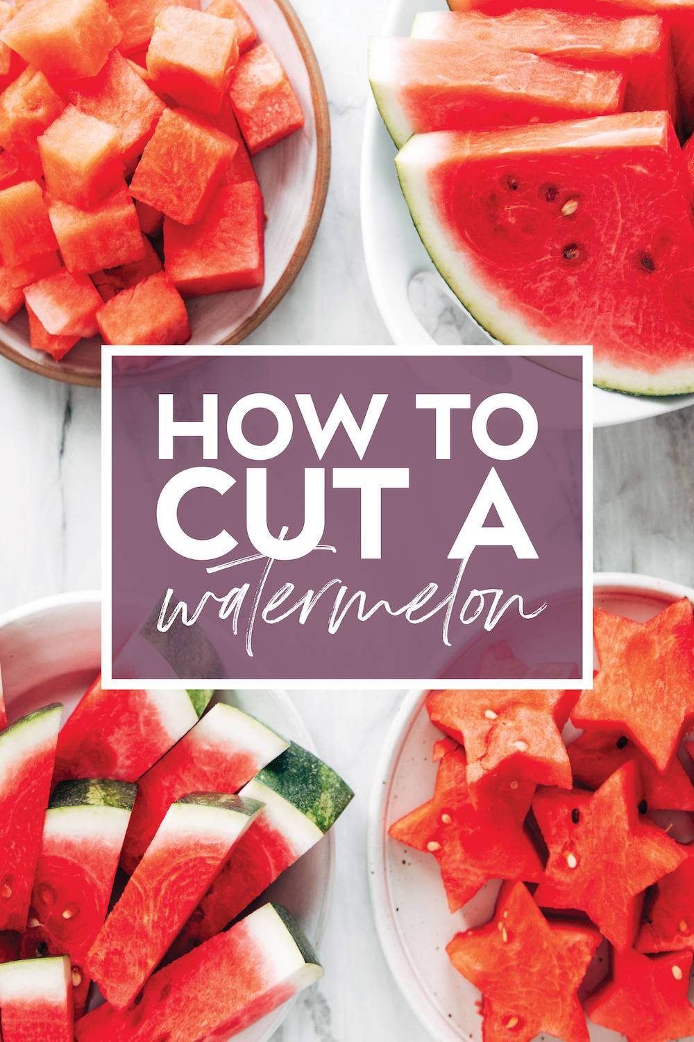 Image of watermelon cut multiple ways