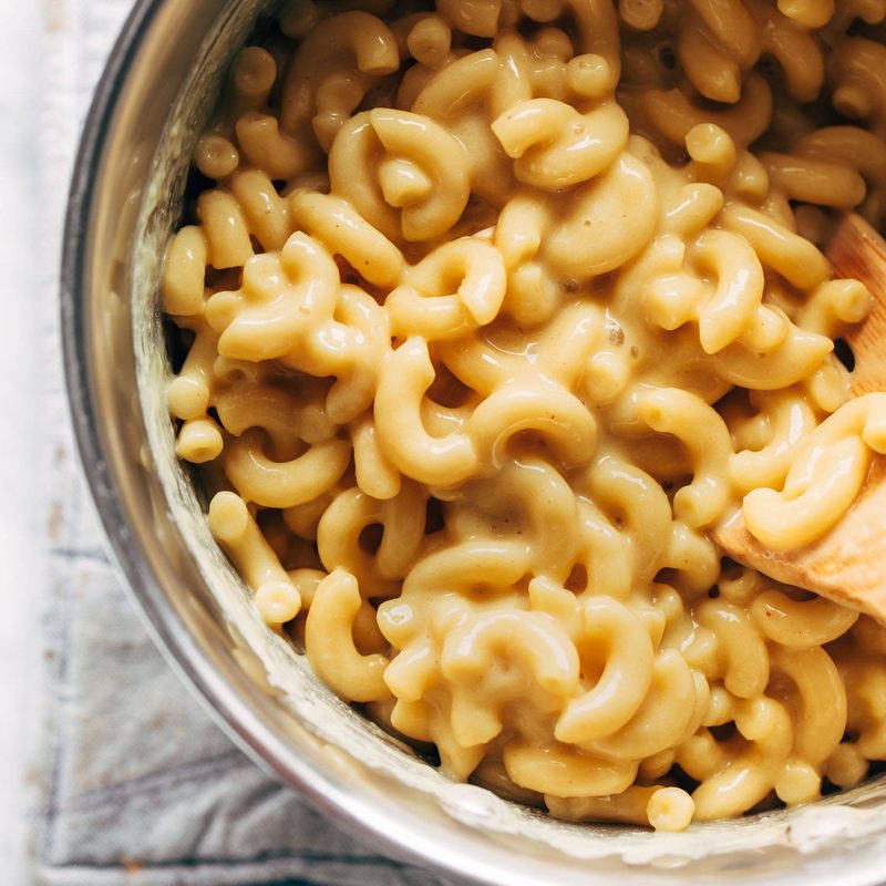 Vegan Mac and Cheese in a pot ready to be served.